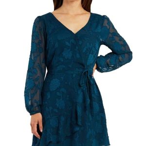 Juniors' Belted Ruffled Dress