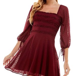 Juniors' Square Neck Fit Flare Dress