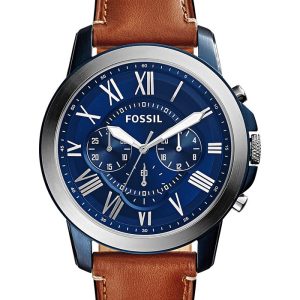 Men's Chronograph Grant Light Brown Leather Strap Watch 44mm