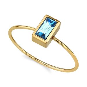 14K Gold Dipped Rectangle Crystal Ring